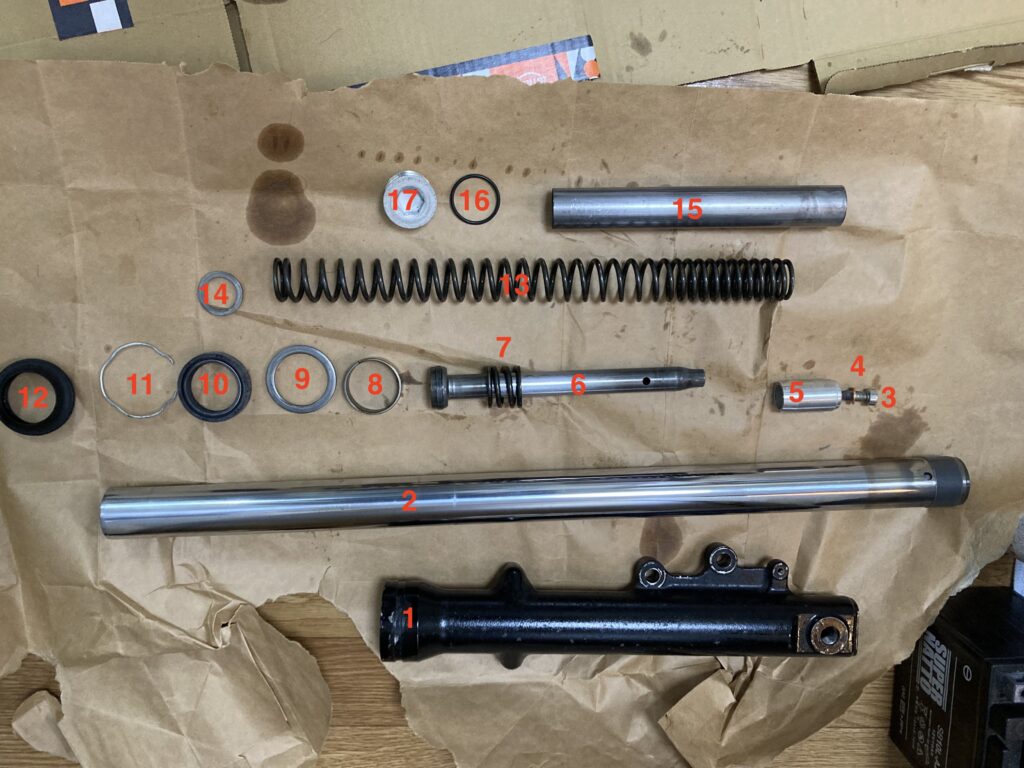 フロントフォークパーツ一覧